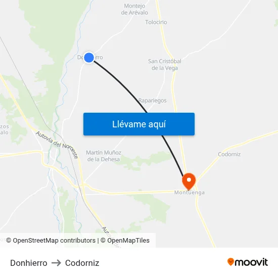 Donhierro to Codorniz map