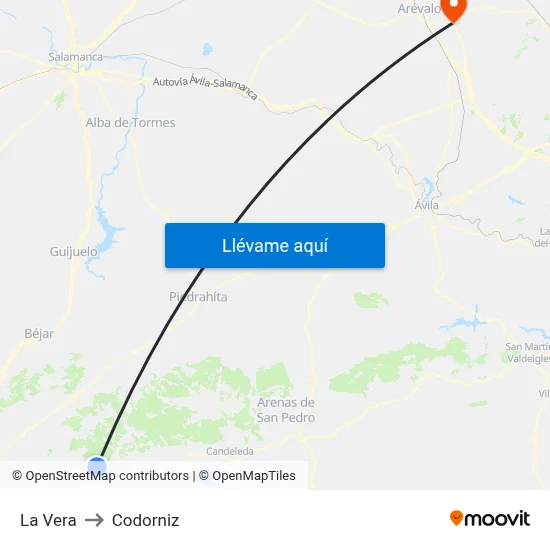 La Vera to Codorniz map