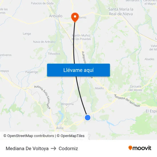 Mediana De Voltoya to Codorniz map