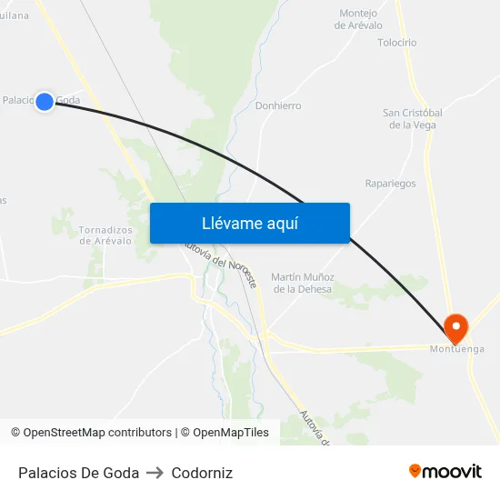 Palacios De Goda to Codorniz map