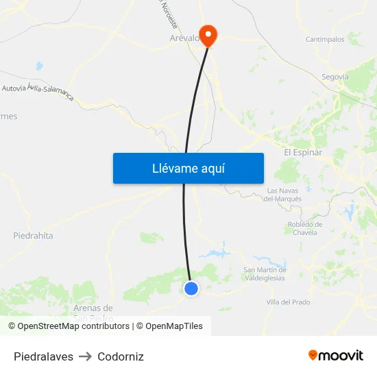 Piedralaves to Codorniz map
