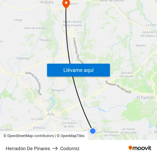 Herradón De Pinares to Codorniz map