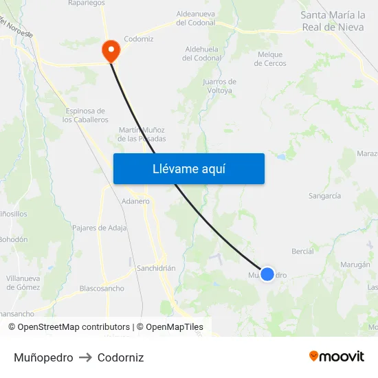 Muñopedro to Codorniz map