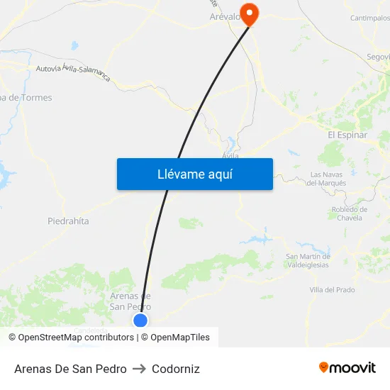 Arenas De San Pedro to Codorniz map