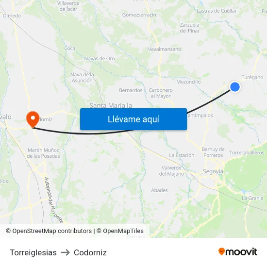 Torreiglesias to Codorniz map