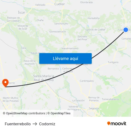 Fuenterrebollo to Codorniz map