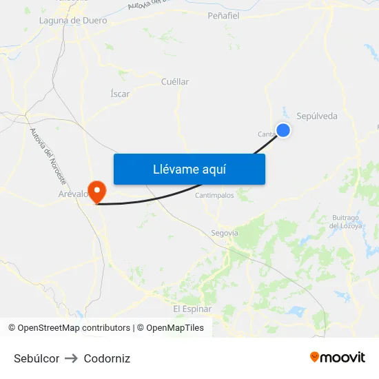 Sebúlcor to Codorniz map