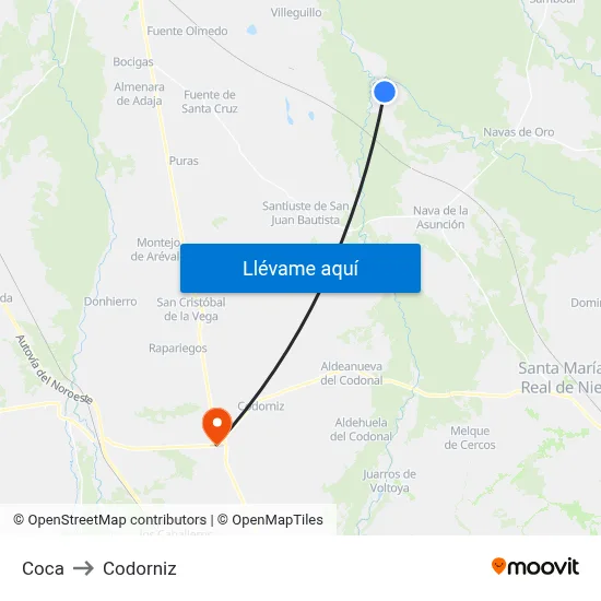 Coca to Codorniz map