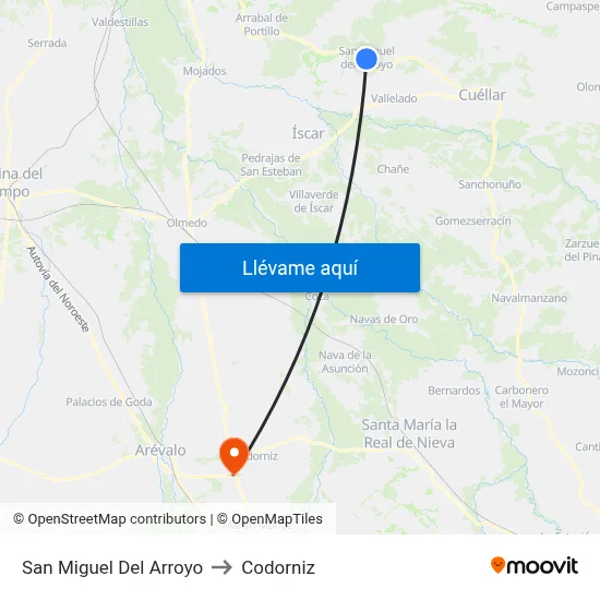 San Miguel Del Arroyo to Codorniz map