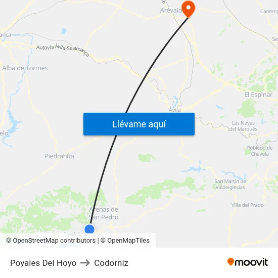 Poyales Del Hoyo to Codorniz map