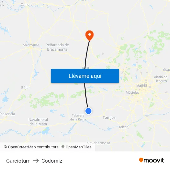 Garciotum to Codorniz map