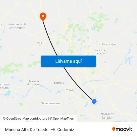 Mancha Alta De Toledo to Codorniz map