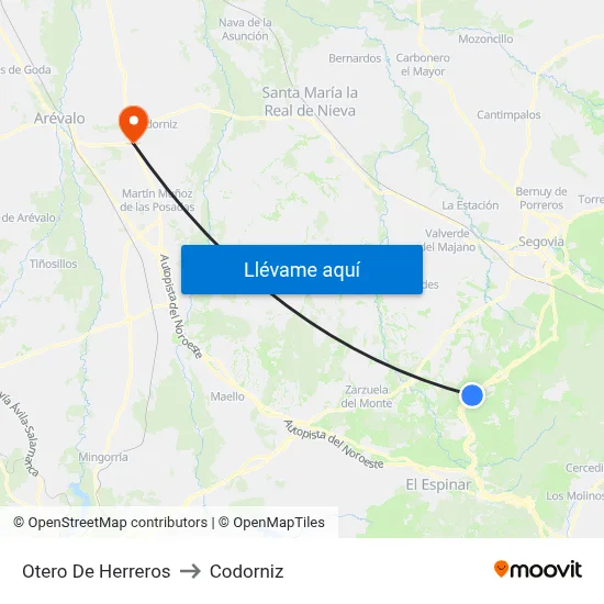 Otero De Herreros to Codorniz map