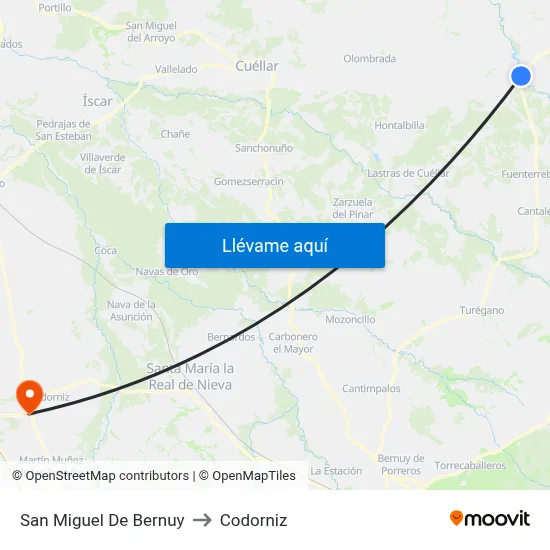 San Miguel De Bernuy to Codorniz map