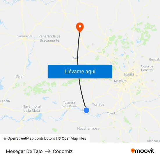 Mesegar De Tajo to Codorniz map