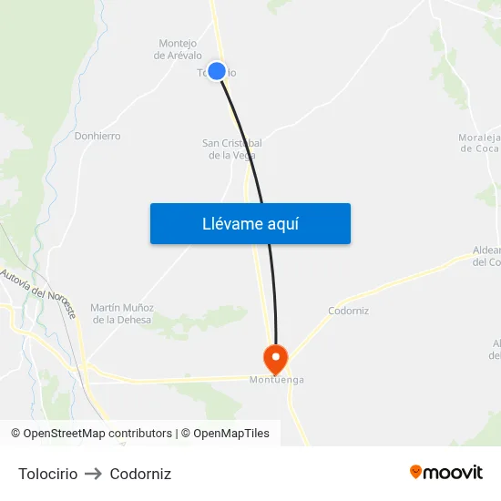 Tolocirio to Codorniz map
