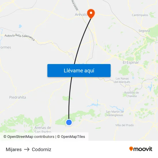 Mijares to Codorniz map