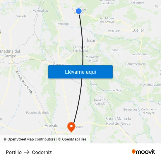 Portillo to Codorniz map