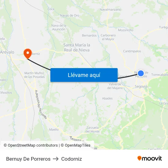 Bernuy De Porreros to Codorniz map