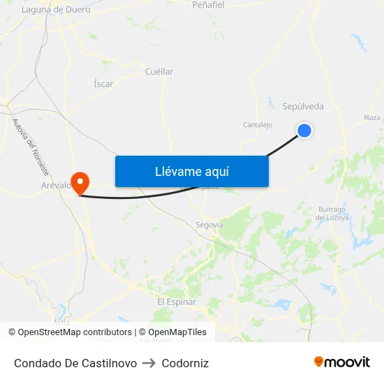 Condado De Castilnovo to Codorniz map