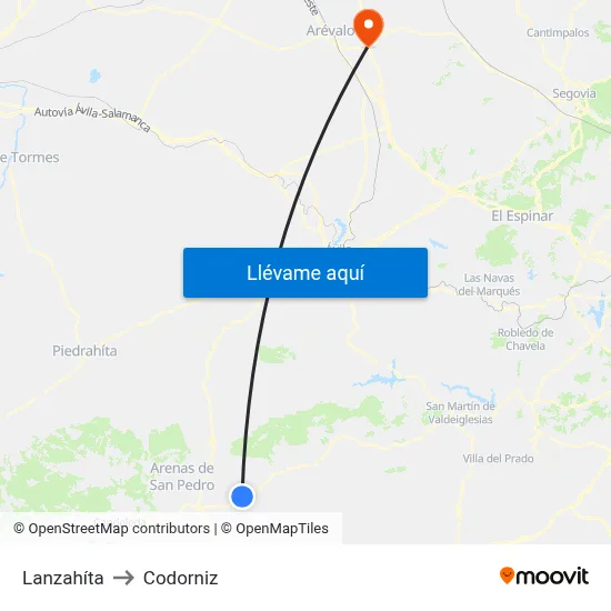 Lanzahíta to Codorniz map