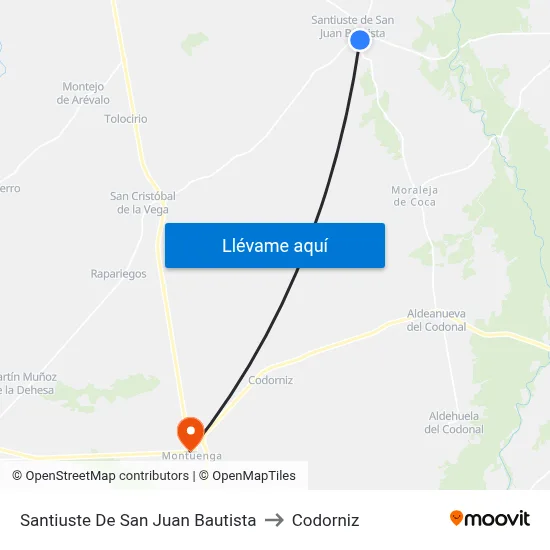 Santiuste De San Juan Bautista to Codorniz map