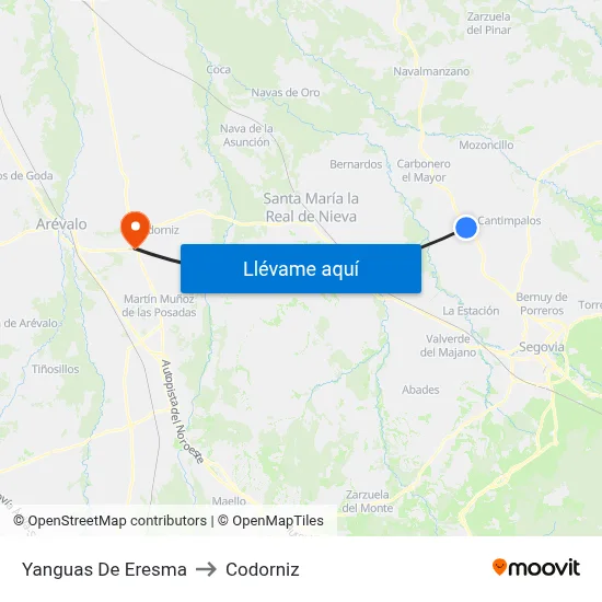 Yanguas De Eresma to Codorniz map