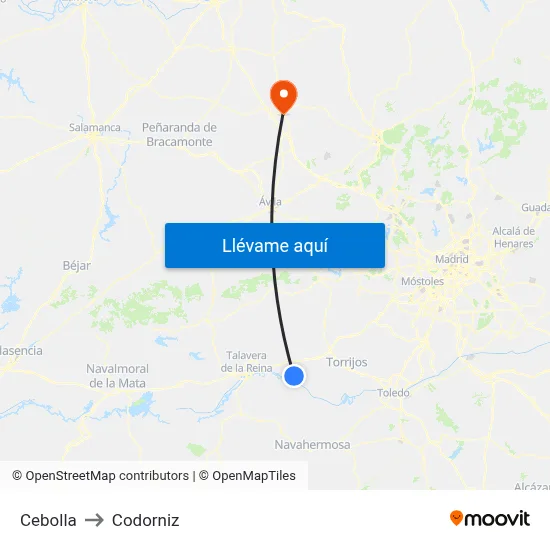 Cebolla to Codorniz map