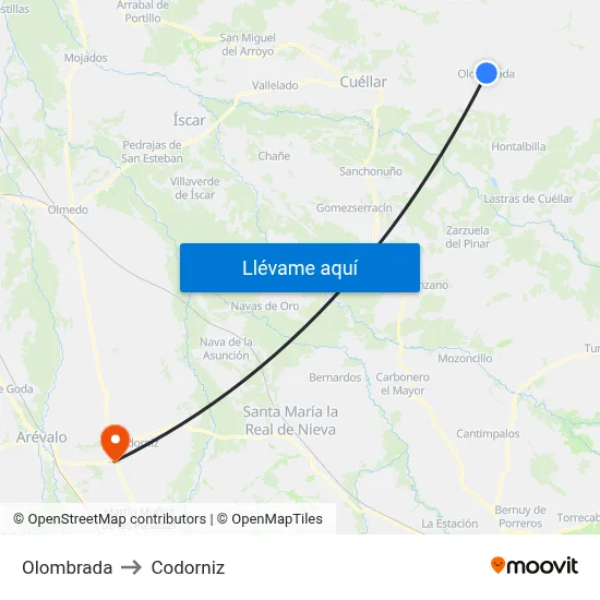 Olombrada to Codorniz map