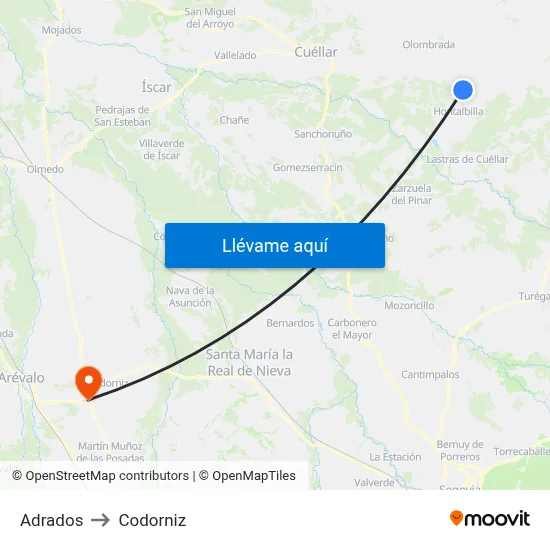Adrados to Codorniz map
