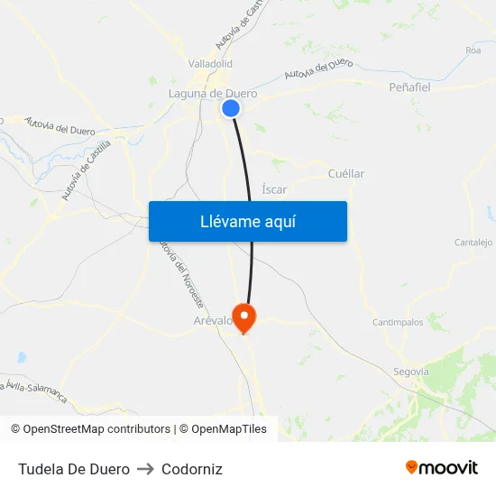 Tudela De Duero to Codorniz map