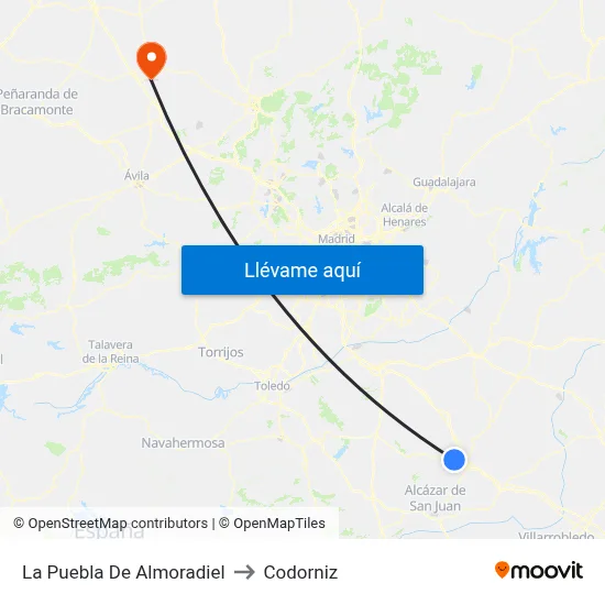 La Puebla De Almoradiel to Codorniz map