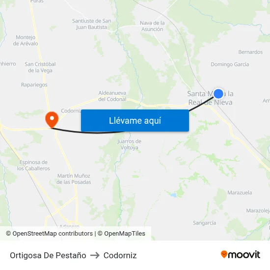 Ortigosa De Pestaño to Codorniz map