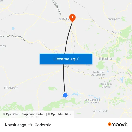 Navaluenga to Codorniz map
