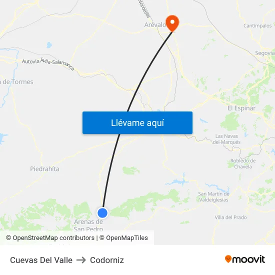 Cuevas Del Valle to Codorniz map
