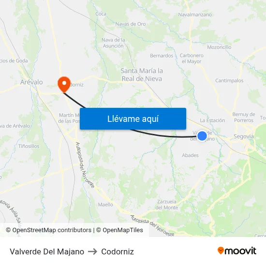 Valverde Del Majano to Codorniz map