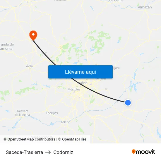 Saceda-Trasierra to Codorniz map