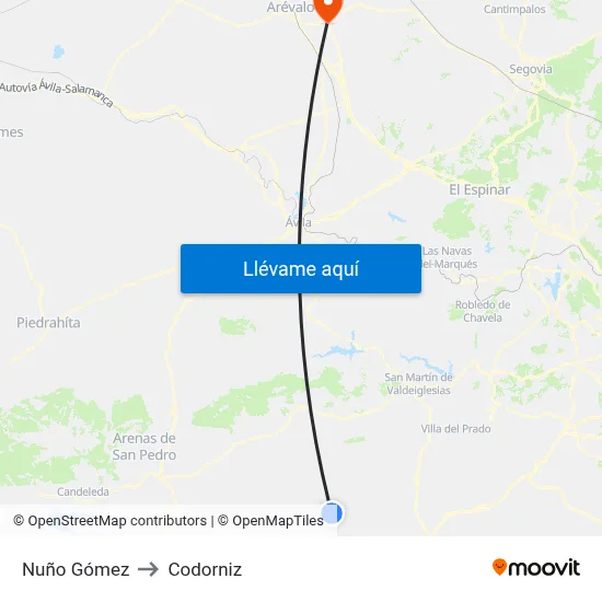 Nuño Gómez to Codorniz map