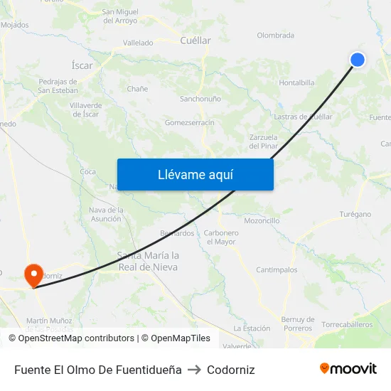 Fuente El Olmo De Fuentidueña to Codorniz map