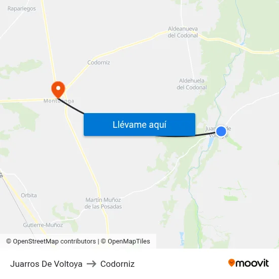 Juarros De Voltoya to Codorniz map