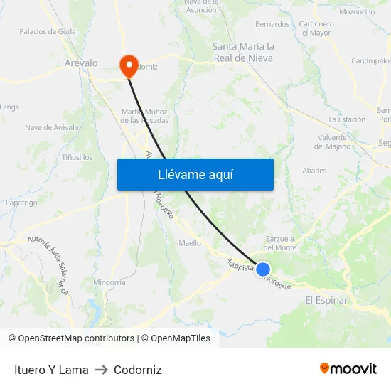 Ituero Y Lama to Codorniz map