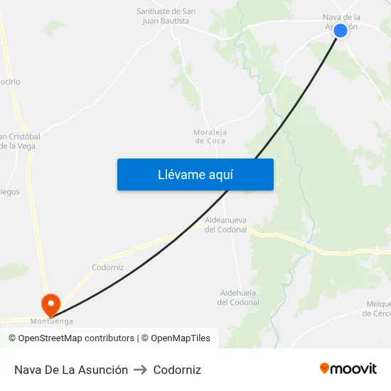 Nava De La Asunción to Codorniz map