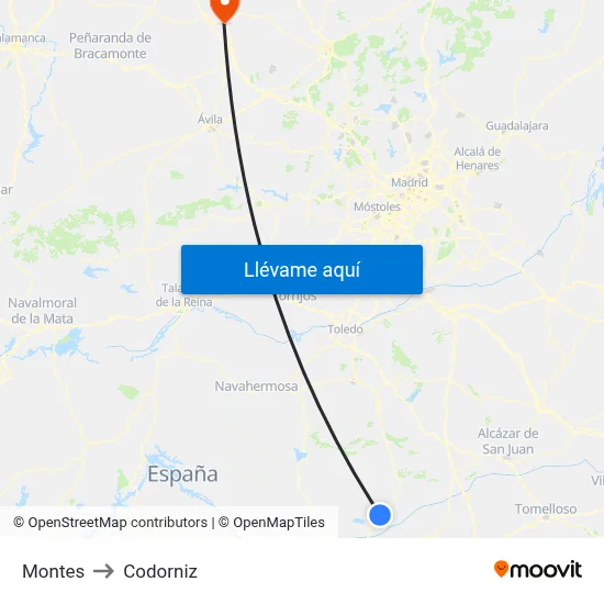 Montes to Codorniz map