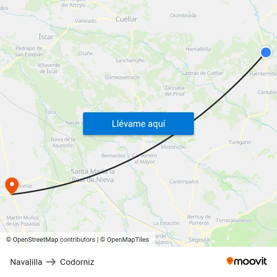 Navalilla to Codorniz map