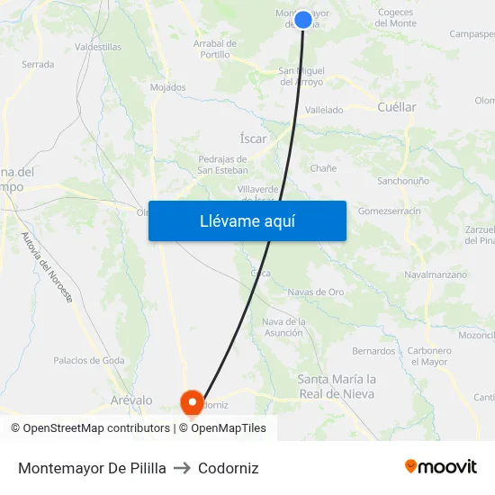 Montemayor De Pililla to Codorniz map