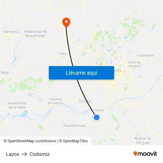 Layos to Codorniz map