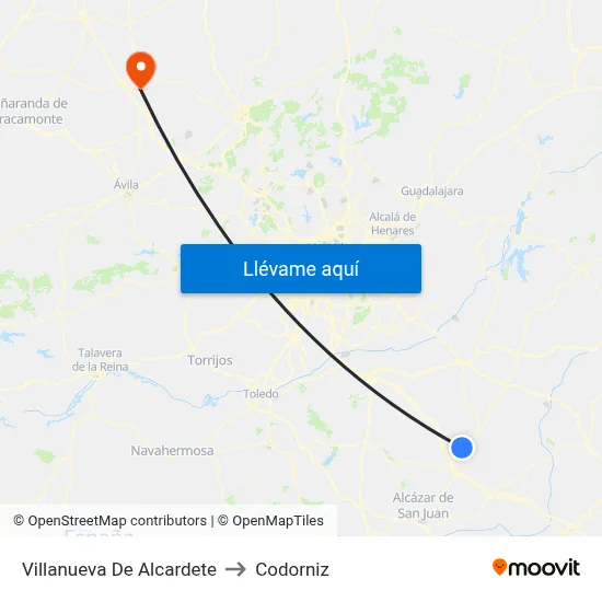 Villanueva De Alcardete to Codorniz map