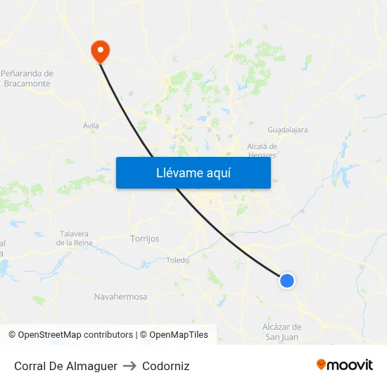 Corral De Almaguer to Codorniz map
