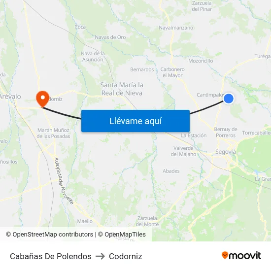 Cabañas De Polendos to Codorniz map