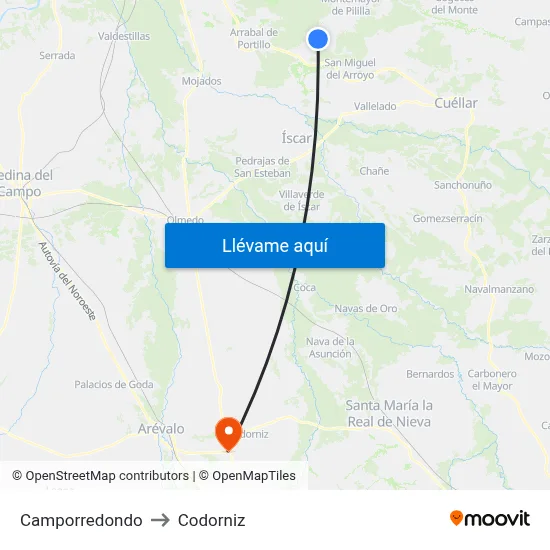 Camporredondo to Codorniz map